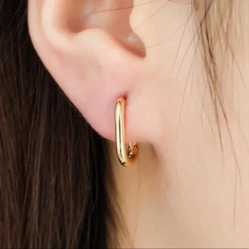 OVAL HOOPS 18K GOLD EARRINGS, NICE EARRINGS, CUTE EARRINGS